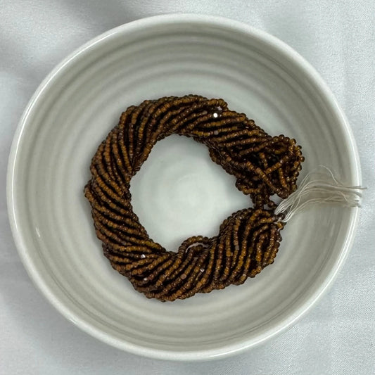 11/0 Charlotte Cut Seed Bead- White Lined Dark Smokey Topaz (Brown) *10g Hank* India Sheen Charlotte Cut Seedbeads