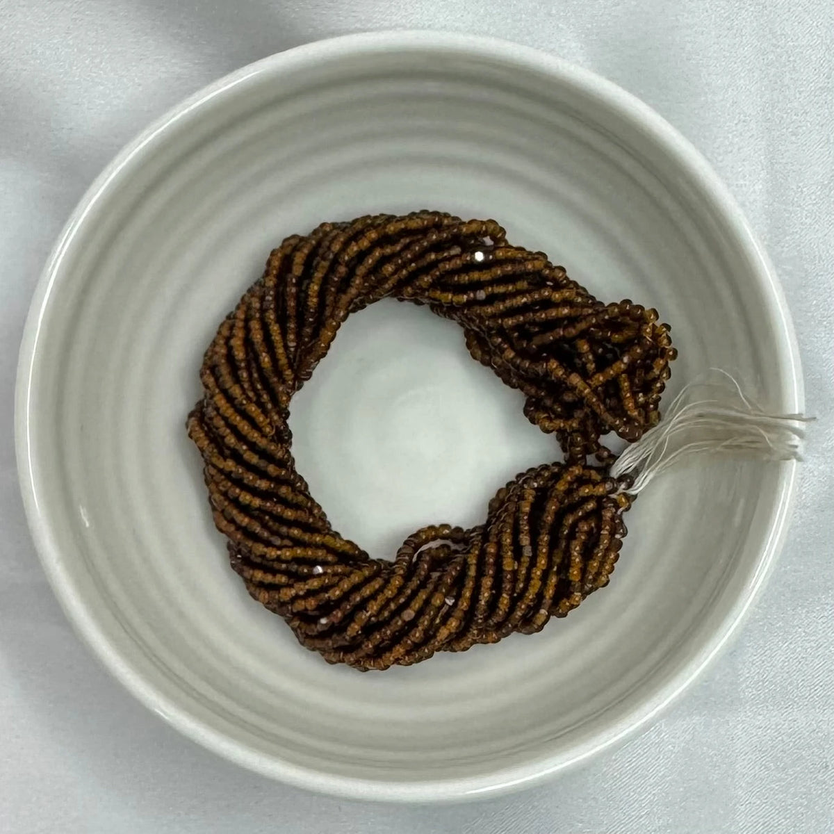 11/0 Charlotte Cut Seed Bead- White Lined Dark Smokey Topaz (Brown) *10g Hank* India Sheen Charlotte Cut Seedbeads