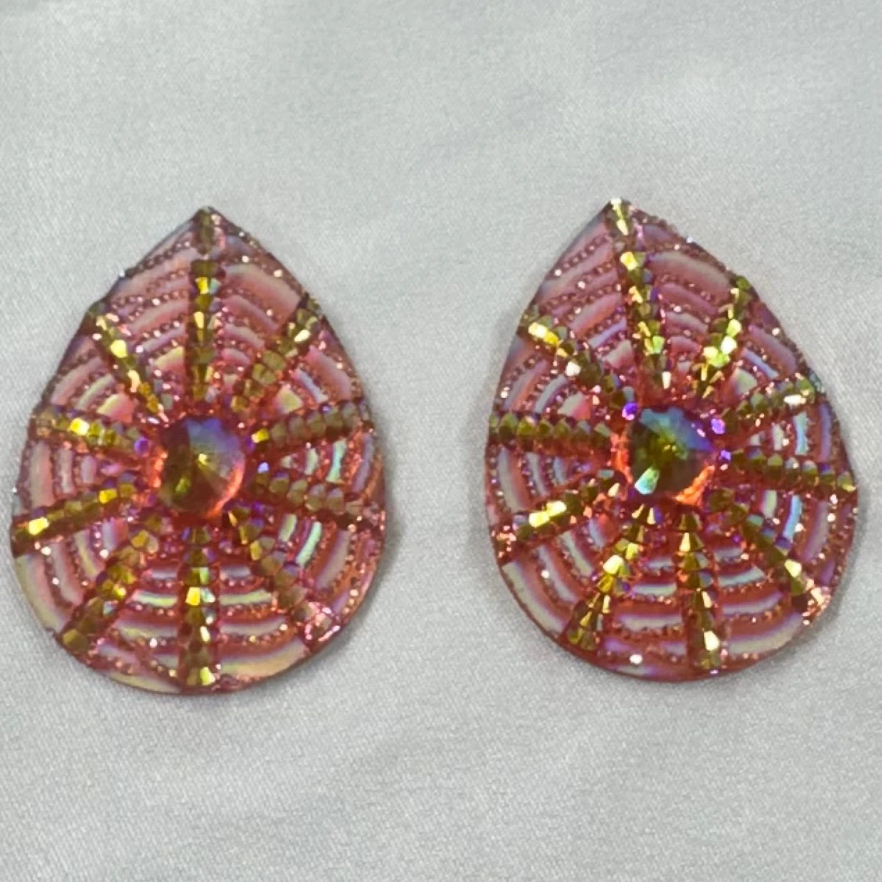 20*30mm (Peach) Sunburst AB, Sew On, Resin Gems (sold in pair) Sundaylace Creations & Bling