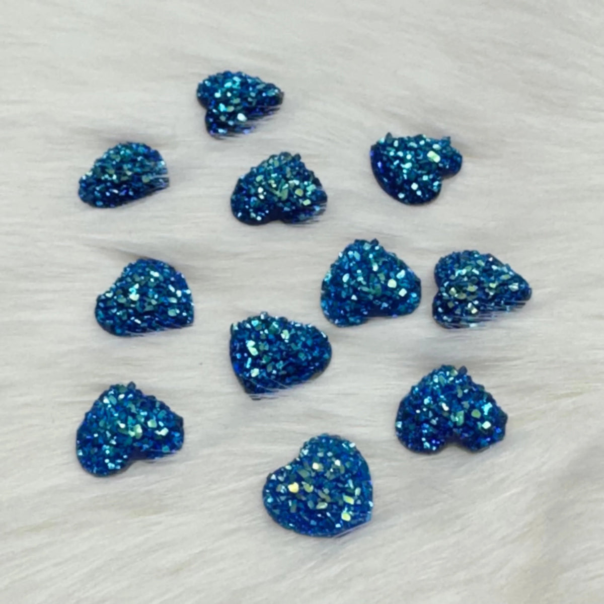 12mm AB Heart Druzy Texture Glue on Resin Gem (Sold in Pair) Resin Gems