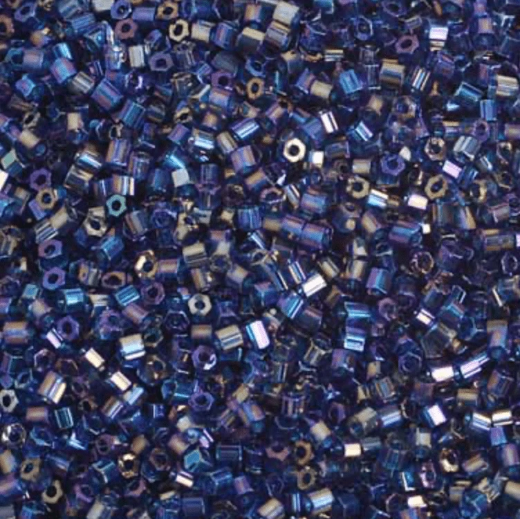 10/0 2-Cut Beads, Transparent Aqua Blue AB 22g 2-Cut Beads