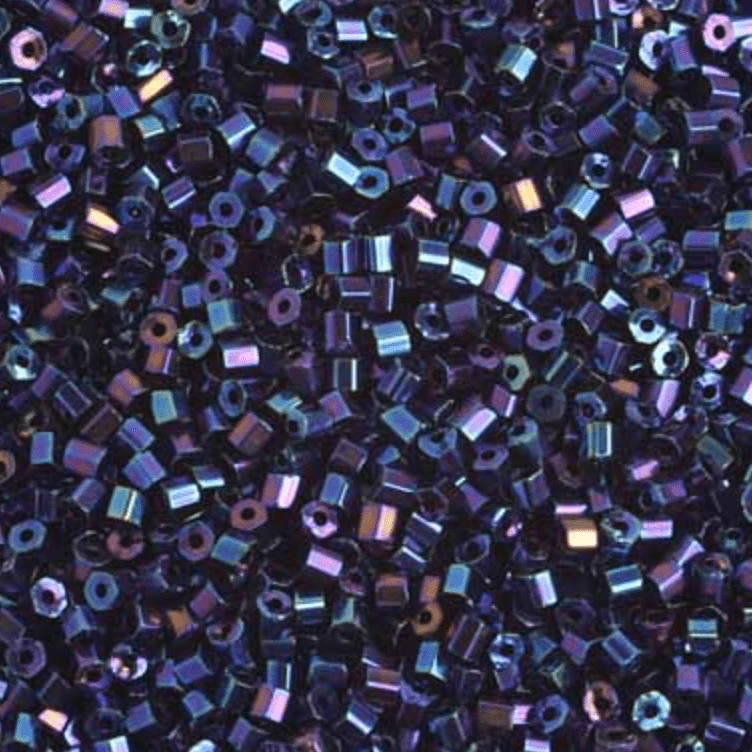 10/0 2-Cut Beads, Transparent Navy Blue AB *Metallic 2-Cut Beads