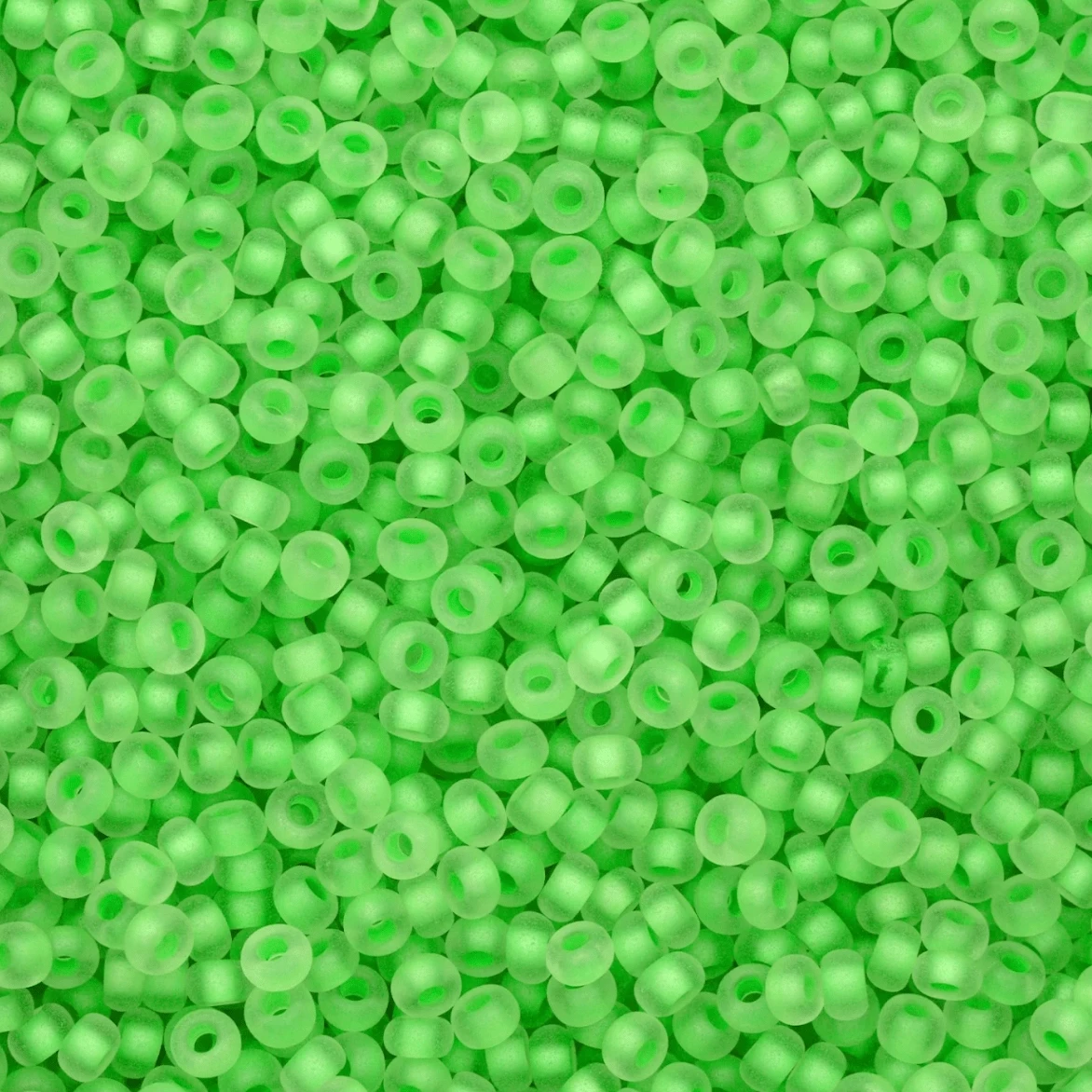 10/0 Neon Green Frosted Matte Crystal Colour Lined, Preciosa Seed Beads (22g) 10/0 Preciosa Seed Beads