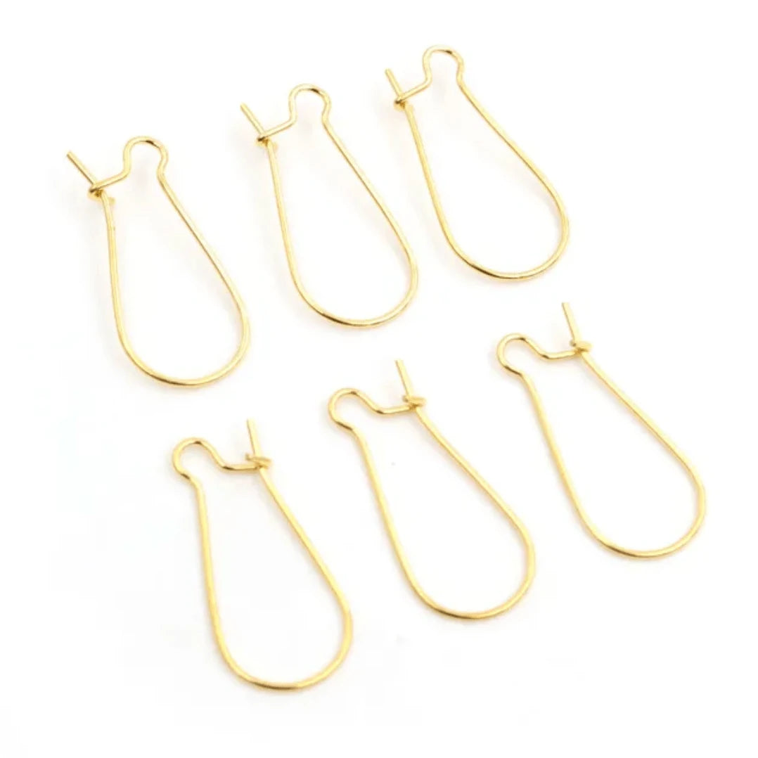 10*18mm Rounded Kidney Earwire GOLD Earring Findings 50 pcs, Basics Basics
