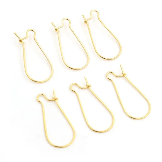 10*18mm Rounded Kidney Earwire GOLD Earring Findings 50 pcs, Basics Basics