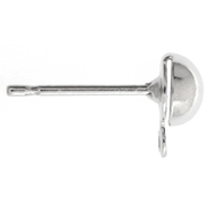 100pcs 5mm Ear Post Dome w/Loop - Nickel Color LF/NF