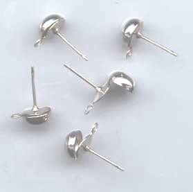 100pcs 8mm Ear Post Dome w/Loop - Nickel Color LF/NF Earring Findings