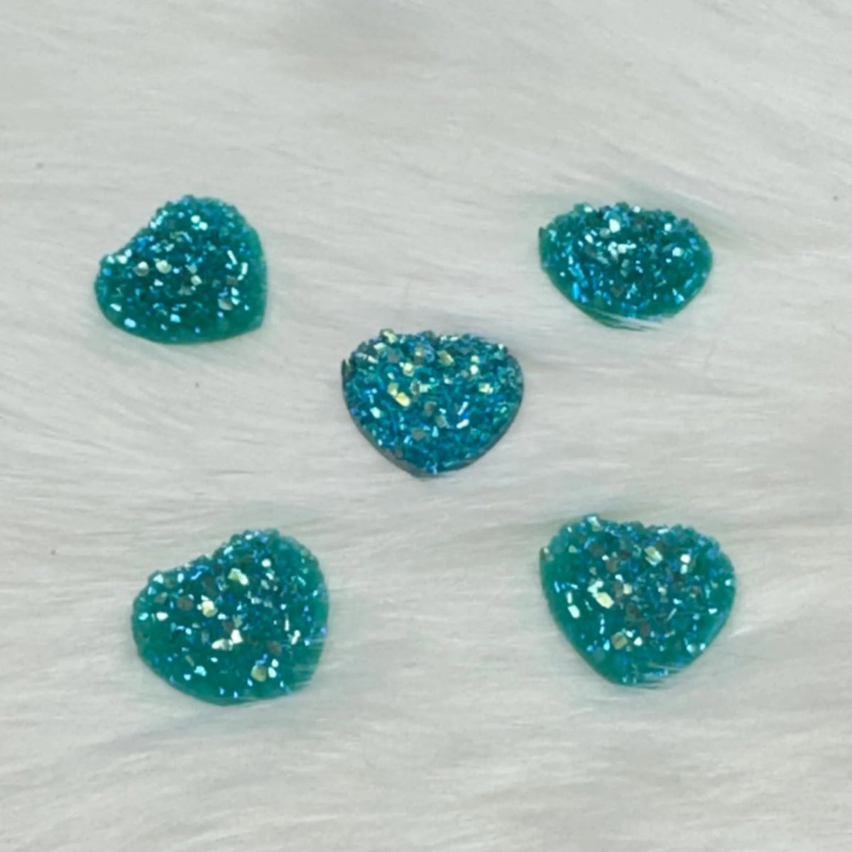 12mm AB Heart Druzy Texture Glue on Resin Gem (Sold in Pair) Resin Gems