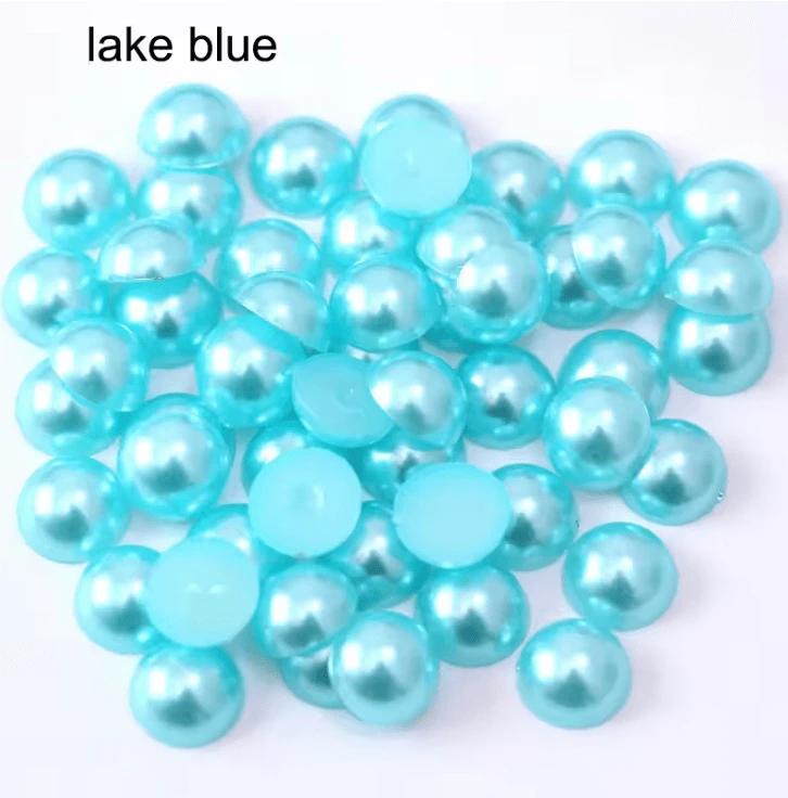 10mm Aqua Blue Pearl Gems, Glue on, Pearl Resin Gems (Sold by pair) Resin Gems