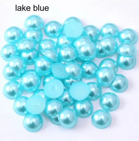 10mm Aqua Blue Pearl Gems, Glue on, Pearl Resin Gems (Sold by pair) Resin Gems