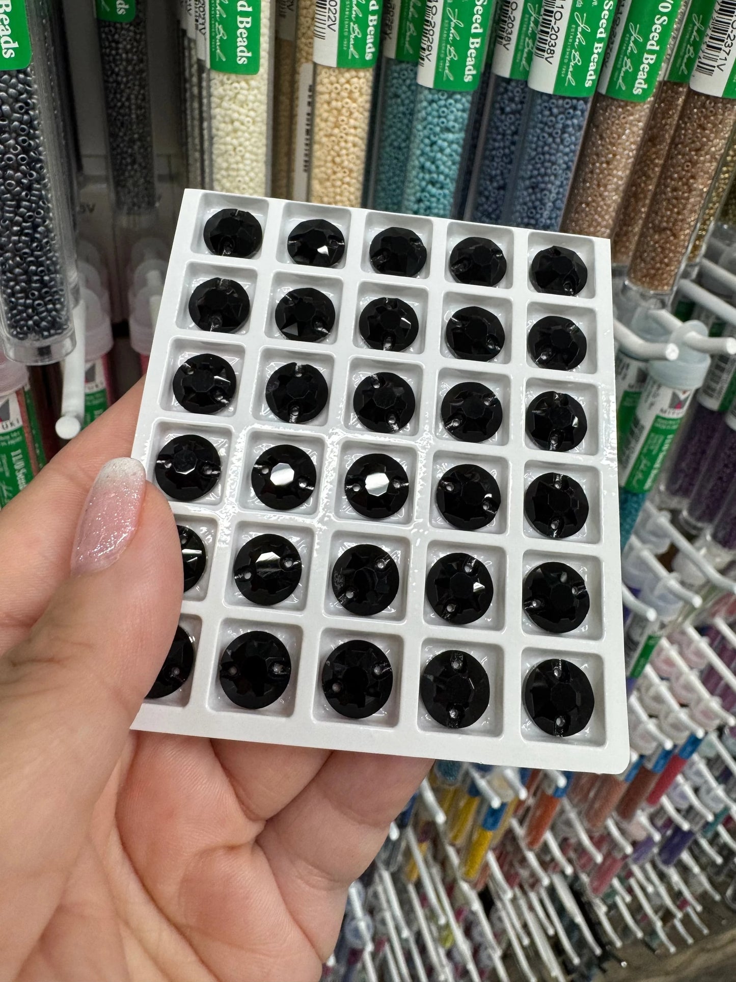 10mm Black Flat Top Rivoli, Sew on, Fancy Glass Gem *New* (Sold in Pair) Fancy Glass Gems