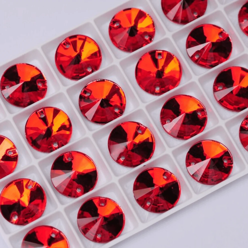 10mm Siam Red Rivoli, Grade AAAA, Sew on, Fancy Glass Gem (Sold in Pair) Fancy Glass Gems