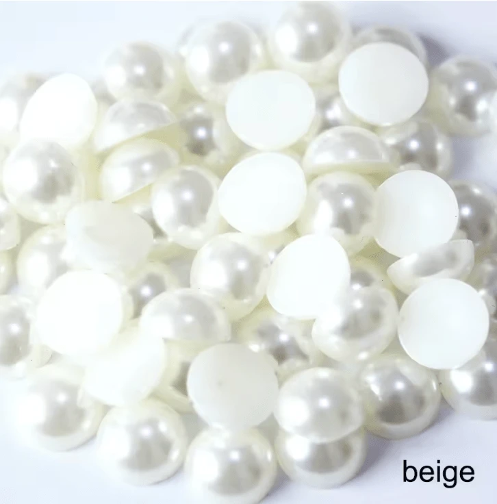10mm White Pearl Gems, Glue on, Pearl Resin Gems (Sold by pair) Resin Gems