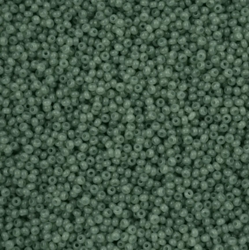 11/0 Alabaster Eucalyptus Green Solgel, Preciosa Seed Beads *22g 11/0 Preciosa Seed Beads