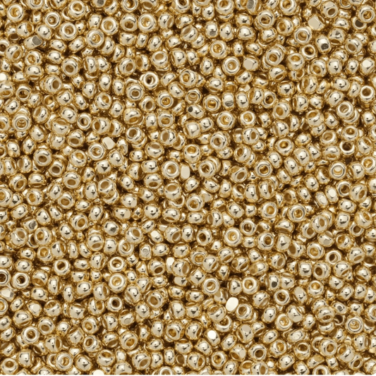 11/0 Charlotte Cut Czech - 24Kt Metallic Gold Plated *5g LOOSE* NEW Charlotte Cut Seedbeads