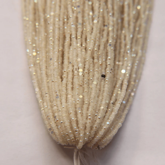 11/0 Charlotte Cut *Premium Seed Bead- Opal White Ivory Aurore Boreale (AB) *10g Hank* Charlotte Cut Seedbeads