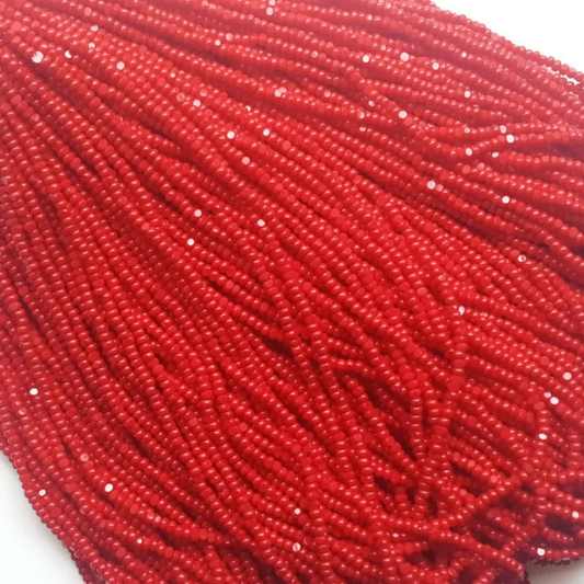 11/0 Charlotte Cut *Premium Seed Bead- Opaque Cherry RED *10g Hank* Charlotte Cut Seedbeads