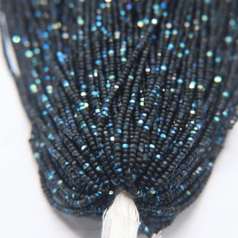 11/0 Charlotte Cut *Premium Seed Bead- Opaque MATTE Jet Black Aurore Boreale (AB) *10g Hank* Charlotte Cut Seedbeads