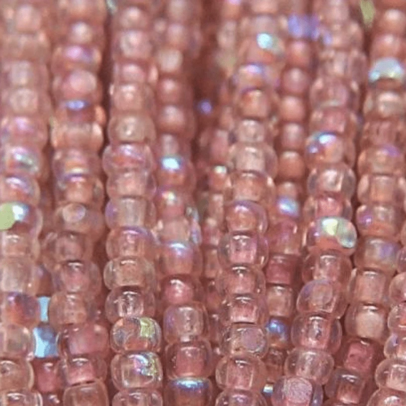 11/0 Charlotte Cut *Premium Seed Bead- Patina Cheyenne Pink Lined Aurore *10g Hank* Charlotte Cut Seedbeads
