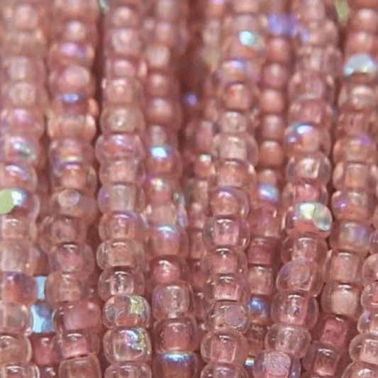 11/0 Charlotte Cut *Premium Seed Bead- Patina Cheyenne Pink Lined Aurore *10g Hank* Charlotte Cut Seedbeads
