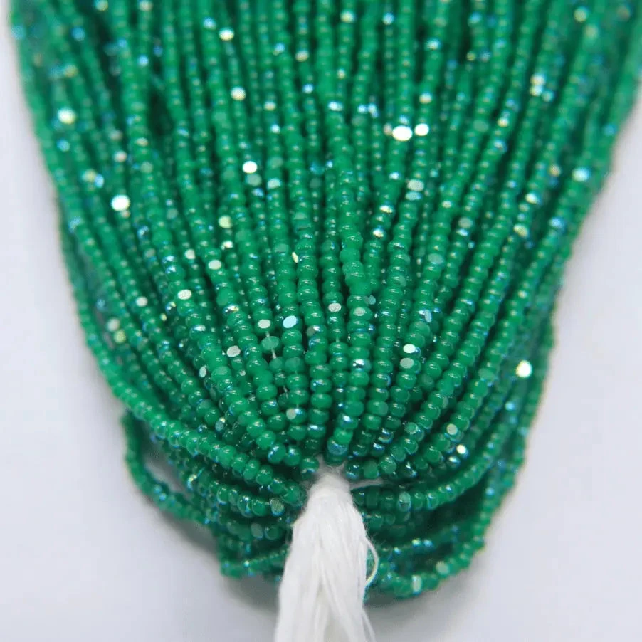 11/0 Charlotte Cut *Premium Seed Bead- Patina Opal Green Aurore Boreale (AB) *10g Hank* Charlotte Cut Seedbeads
