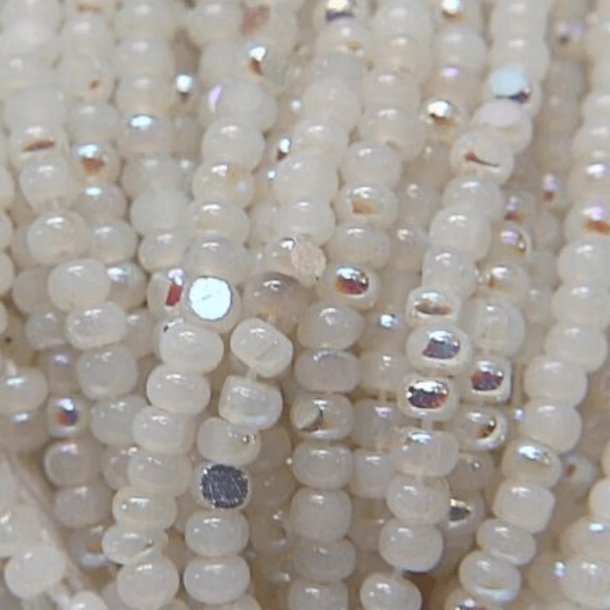 11/0 Charlotte Cut *Premium Seed Bead- Patina Opal White Alabaster Aurore Boreale (AB) *10g Hank* Charlotte Cut Seedbeads