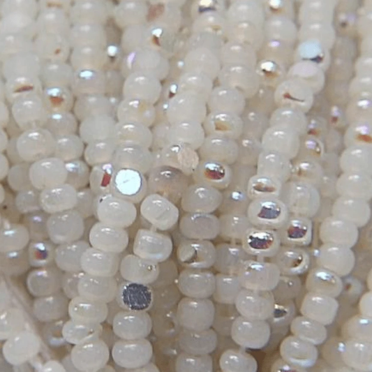 11/0 Charlotte Cut *Premium Seed Bead- Patina Opal White Alabaster Aurore Boreale (AB) *10g Hank* Charlotte Cut Seedbeads