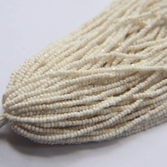 11/0 Charlotte Cut *Premium Seed Bead- Patina Opaque Chalk White Aurore Boreale (AB) *10g Hank* Charlotte Cut Seedbeads