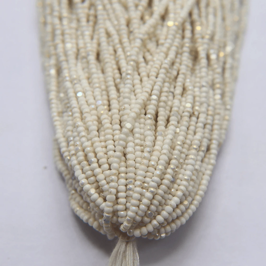 11/0 Charlotte Cut *Premium Seed Bead- Patina Opaque Chalk White Aurore Boreale (AB) *10g Hank* Charlotte Cut Seedbeads