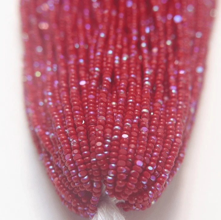 11/0 Charlotte Cut *Premium Seed Bead- Patina Opaque Cherry Red AB *10g Hank* Charlotte Cut Seedbeads