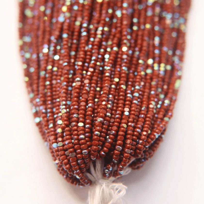 11/0 Charlotte Cut *Premium Seed Bead- Patina Opaque Medium Brown Aurore Boreale *10g Hank* Charlotte Cut Seedbeads