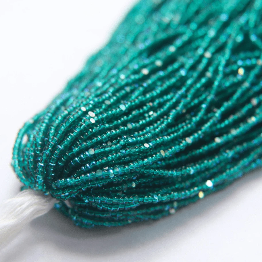 11/0 Charlotte Cut *Premium Seed Bead- Patina Transparent Teal Green Aurore Boreale AB *10g Hank* Charlotte Cut Seedbeads