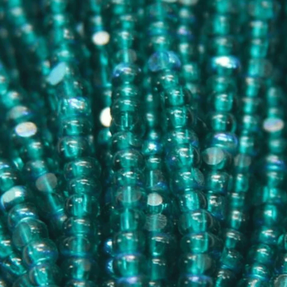 11/0 Charlotte Cut *Premium Seed Bead- Patina Transparent Teal Green Aurore Boreale AB *10g Hank* Charlotte Cut Seedbeads