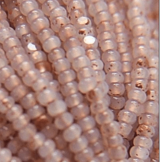 11/0 Charlotte Cut *Premium Seed Bead- White Opal Rose Gold Lined *10g Hank* Charlotte Cut Seedbeads
