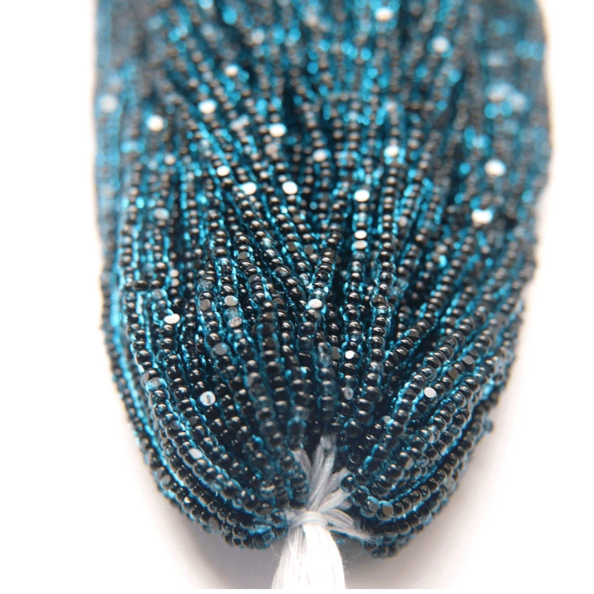 11/0 Charlotte Cut Seed Bead- Aqua Jet Lined *10g Hank* Charlotte Cut Seedbeads