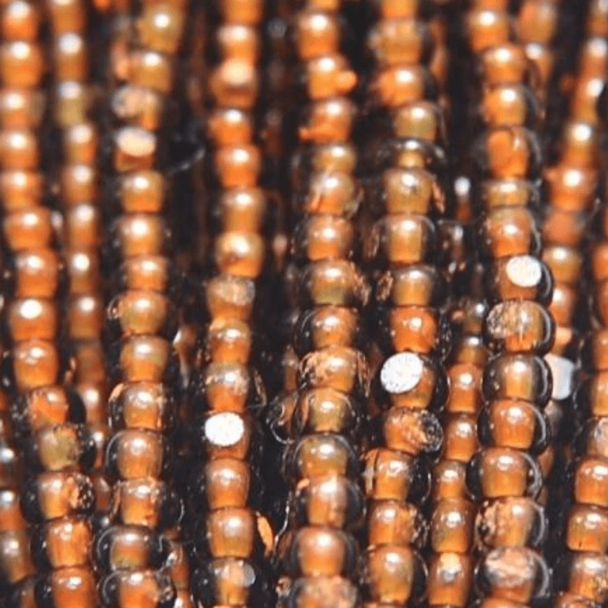 11/0 Charlotte Cut Seed Bead- Green - Neon Orange Lined (Brown) *10g Hank* Charlotte Cut Seedbeads