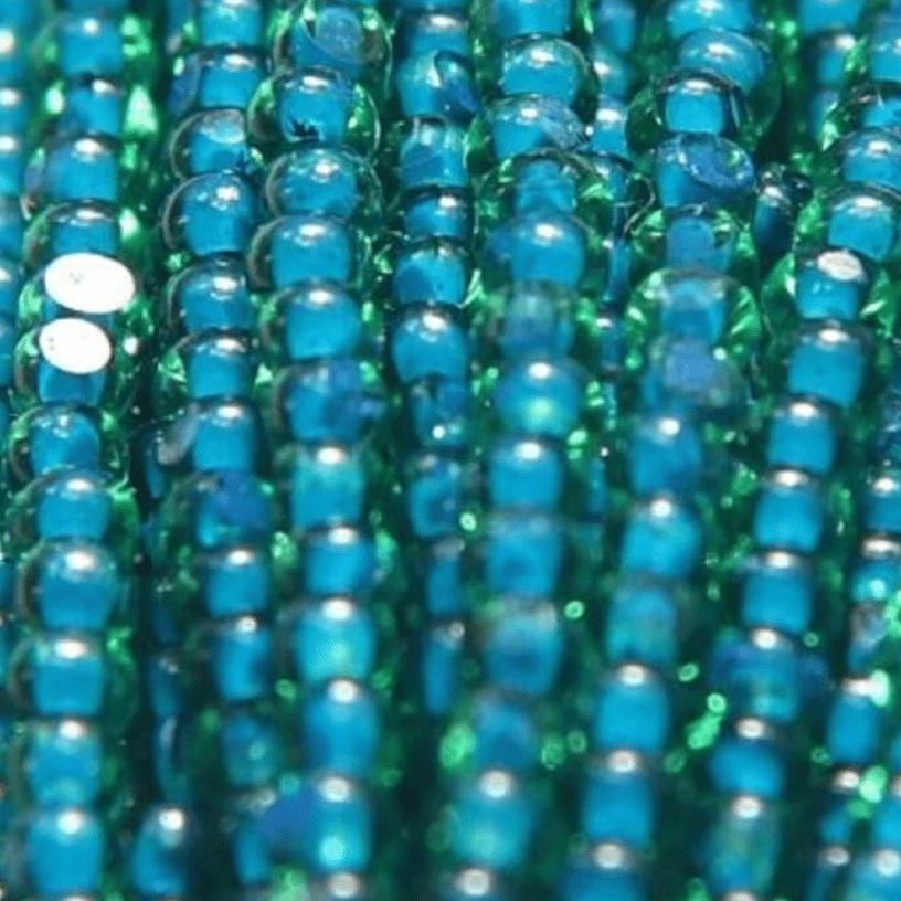 11/0 Charlotte Cut Seed Bead- Light Turquoise Green- Teal Blue Lined *10g Hank* Charlotte Cut Seedbeads