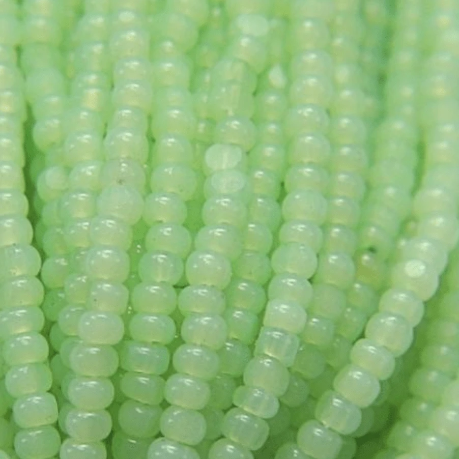 11/0 Charlotte Cut Seed Bead - Opal Chrysolite Green *10g Hank* Charlotte Cut Seedbeads