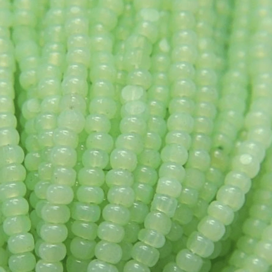11/0 Charlotte Cut Seed Bead - Opal Chrysolite Green *10g Hank* Charlotte Cut Seedbeads
