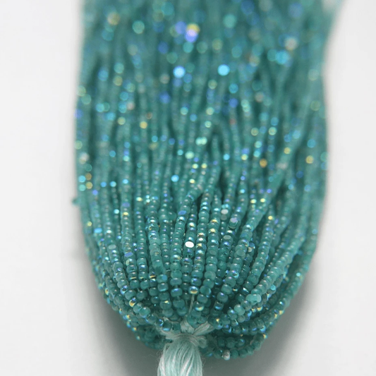 11/0 Charlotte Cut Seed Bead- Opal Neon Teal Aurore Boreale PREMIUM *10g Hank* Charlotte Cut Seedbeads