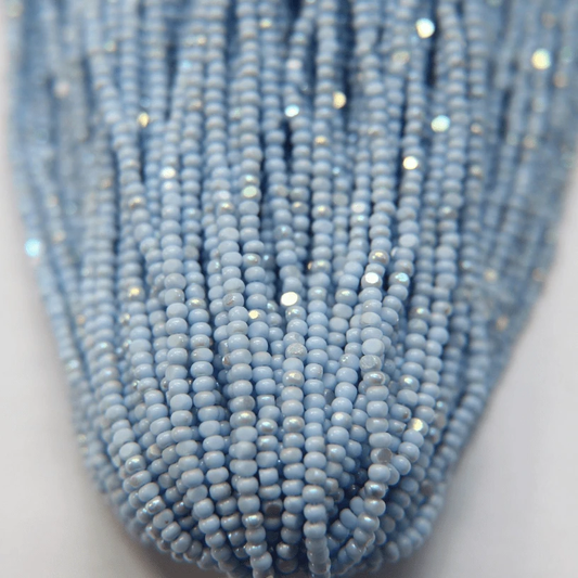 11/0 Charlotte Cut Seed Bead- Patina Light Pale Blue Opaque *10g Hank* Charlotte Cut Seedbeads