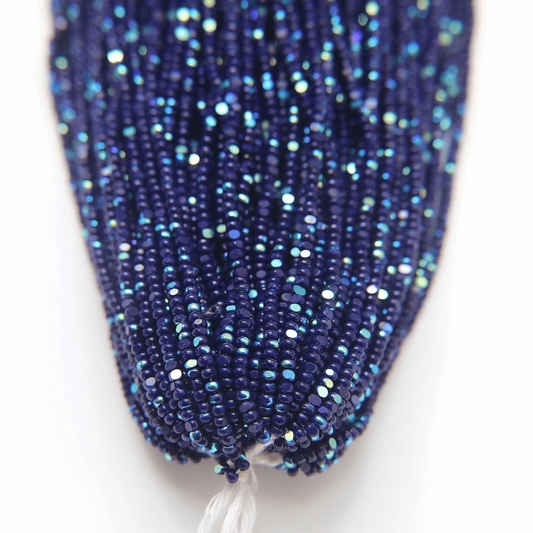 11/0 Charlotte Cut Seed Bead- Patina Opaque Dark Navy Blue Aurore Boreale *10g Hank* Charlotte Cut Seedbeads