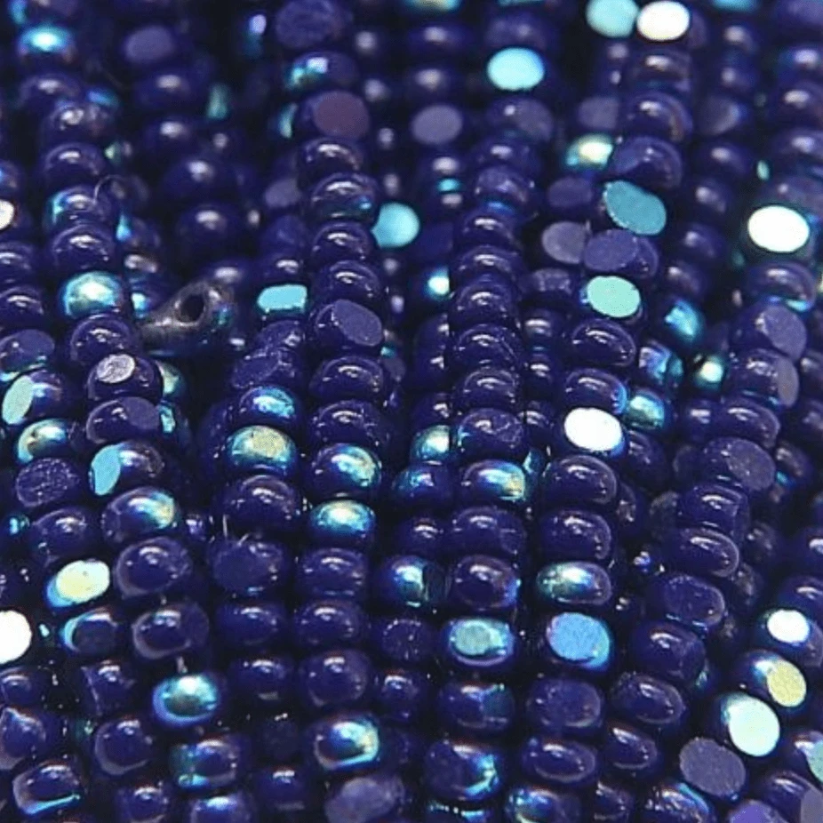 11/0 Charlotte Cut Seed Bead- Patina Opaque Dark Navy Blue Aurore Boreale *10g Hank* Charlotte Cut Seedbeads