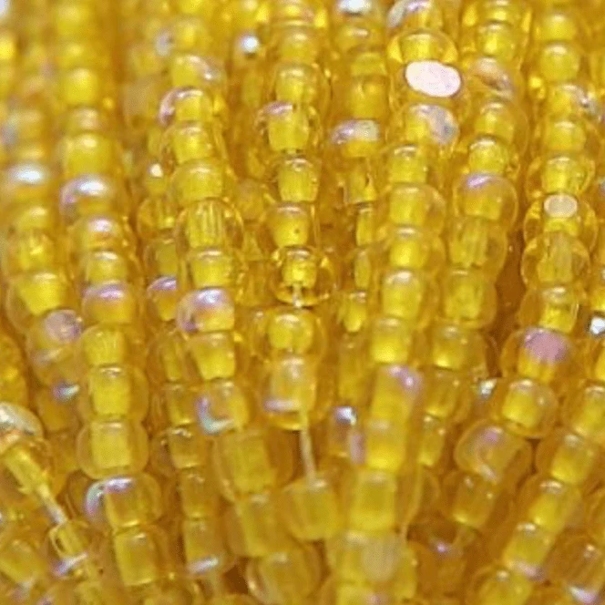 11/0 Charlotte Cut Seed Bead - Patina Transparent Yellow Aurore Boreale 10g Charlotte Cut Seedbeads