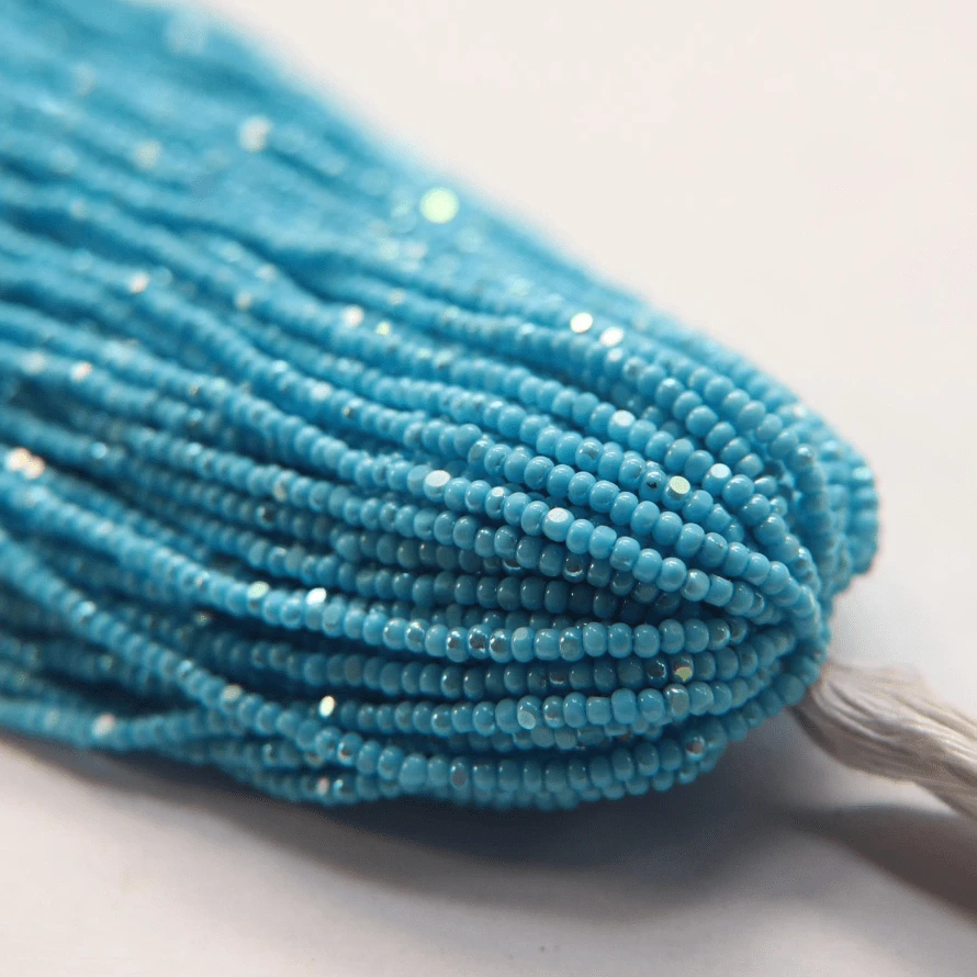 11/0 Charlotte Cut Seed Bead- Patina Turquoise Opaque Aurore Boreale AB *10g Hank* Charlotte Cut Seedbeads