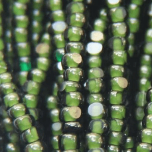 11/0 Charlotte Cut Seed Bead- White Colour Lined Olivine Dark Green *10g Hank* Charlotte Cut Seedbeads