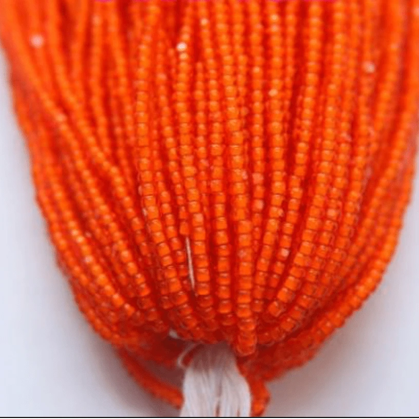 11/0 Charlotte Cut Seed Bead- White Colour Lined Orange *10g Hank* Charlotte Cut Seedbeads
