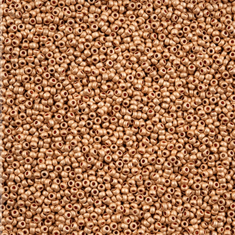 11/0 Light Coral Pink Terra Metallic Matte, Preciosa Seed Bead (22g) 11/0 Preciosa Seed Beads