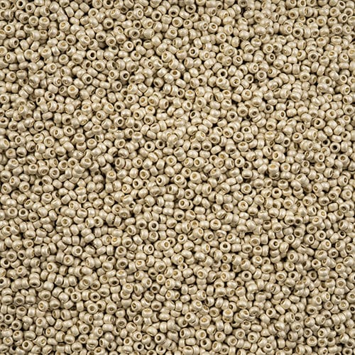 11/0 Off White Silver Terra Metallic , Preciosa Seed Bead (22g) 11/0 Preciosa Seed Beads