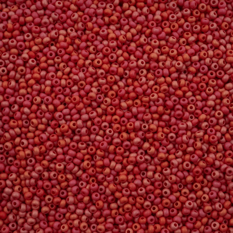 11/0 Opaque Red Matte Rainbow, Preciosa Seed Bead (22g) 11/0 Preciosa Seed Beads